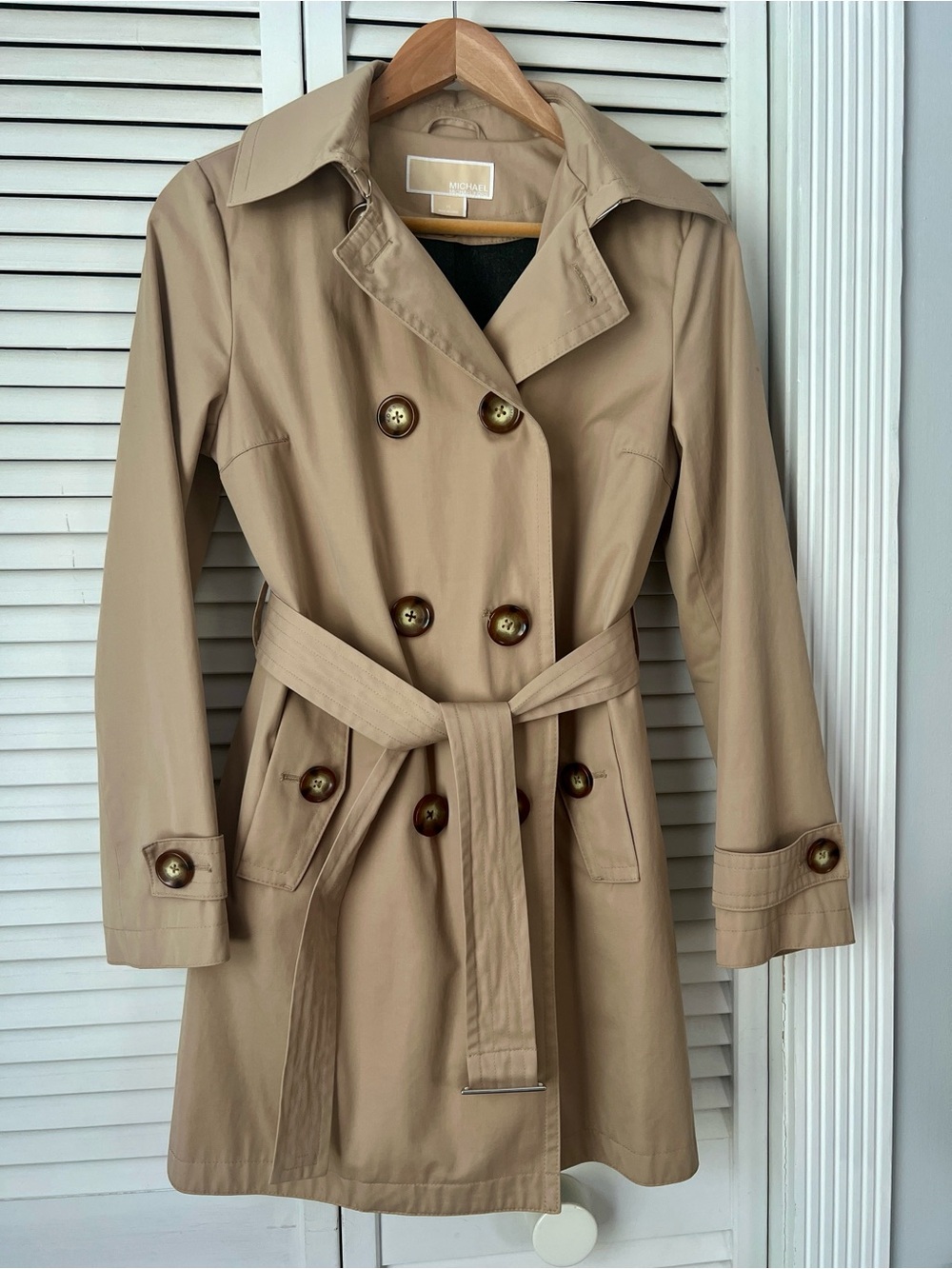 Michael Kors Khaki Mid-Thigh Trench Coat w/ Hood & Liner PS